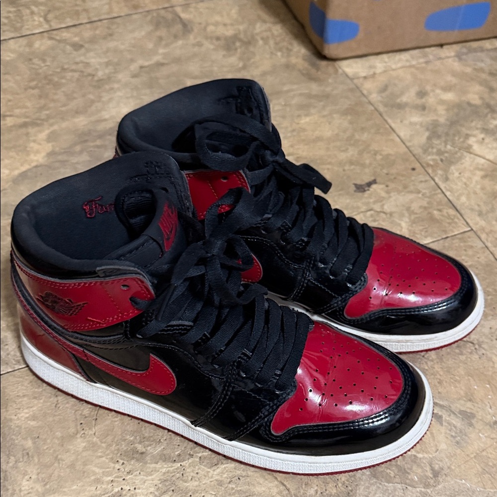 Kids Nike Air Jordan 1 Retro High OG Patent Bred (GS) 575441-063 No BOX size 7Y